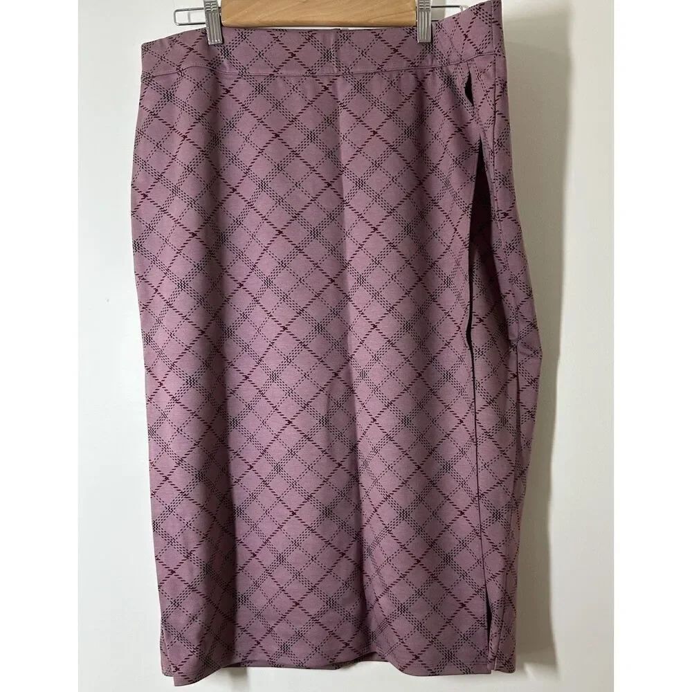 Liz Claiborne Women's XL Midi Faux Wrap Plaid Skirt